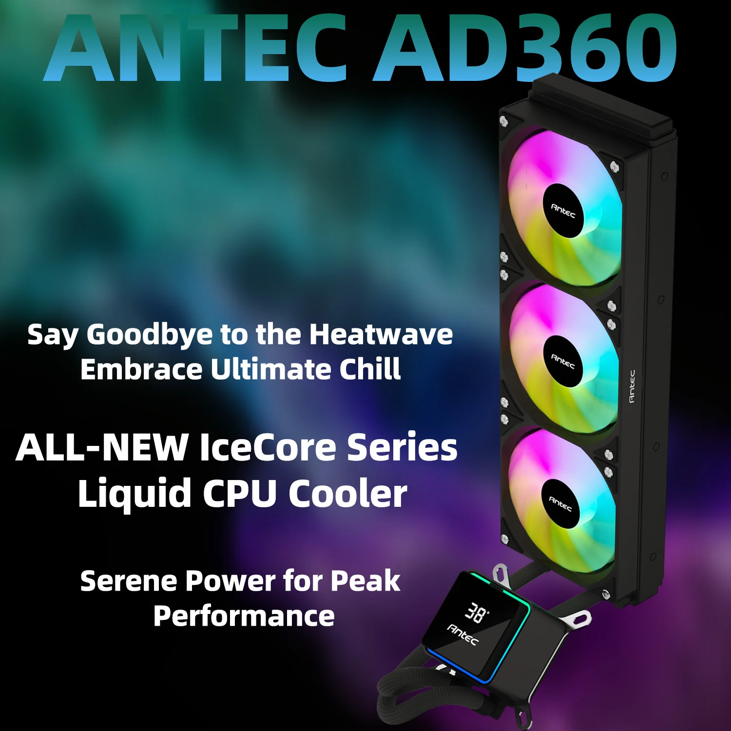 

Antec AD360 Display Pump Head CPU All-in-One Liquid Cooling System 120mm ARGB 4PIN Fan For Intel LGA 115X 1700 2011 2066 AM4 AM5