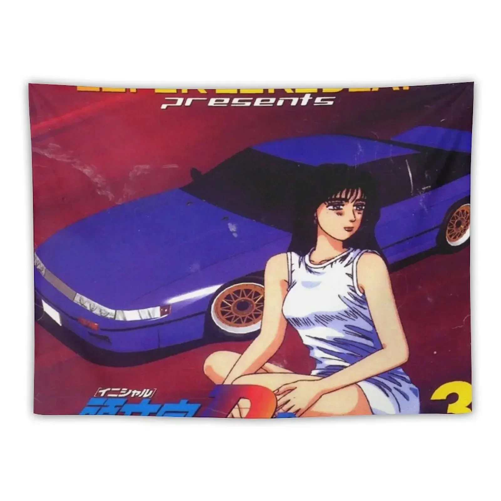 Initial D Mako Super Eurobeat Anime Tapestry Wall Hanging Decor For Room Room Aesthetic Tapestry