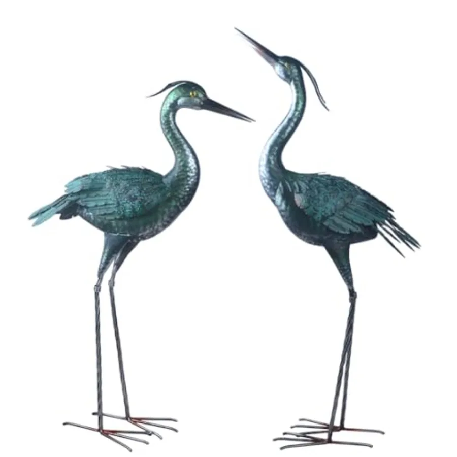 

Crane Statue Metal Retro Style Crane Sculpture Garden Decoration Metal Yard Art for Patio Lawn Backyard Outdoor Decoration A Se