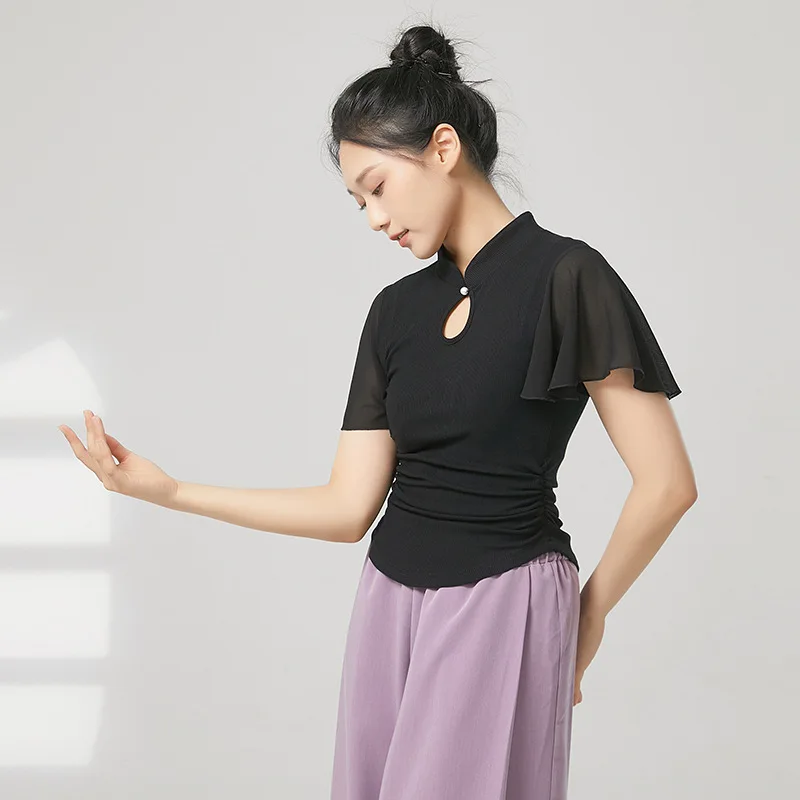 الرقص الكلاسيكي الجديد الصيني شيونغسام طوق صغير تحلق الأكمام أعلى الجسم قافية الرقص الصيني ممارسة الرقص الحديث الملابس