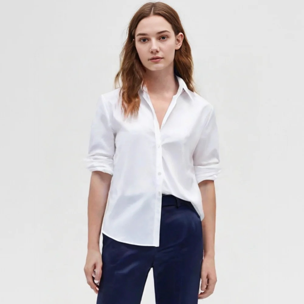 

New Arrival Taop&Za Women's Classic White Long Sleeve Button Down Shirt Timeless Style Perfect for Any Occasion