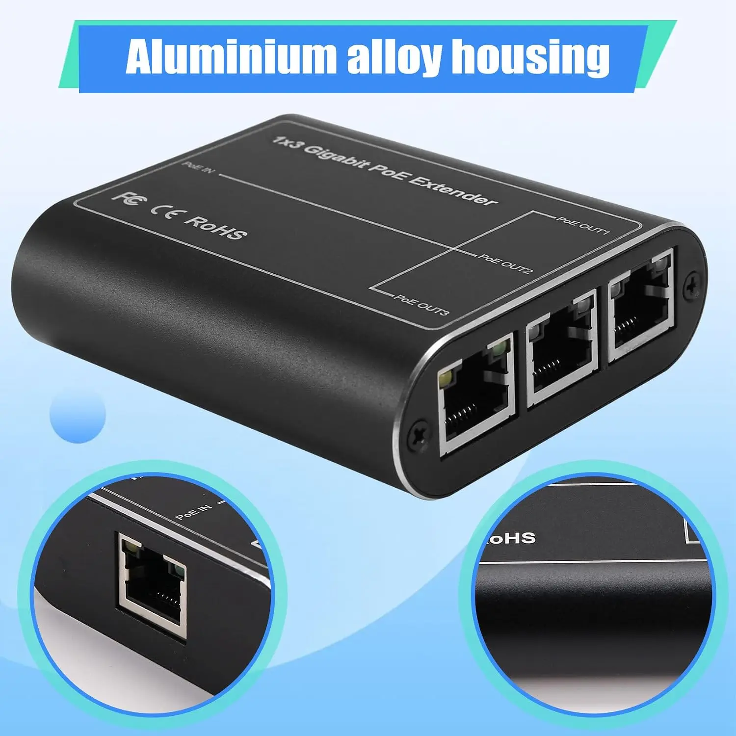IEEE802.3af/at 30W Network PoE Signal 100Mbps Gigabit PoE Extender Ethernet Repeater for Security Systems Camera