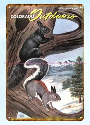 1959 Colorado wildlife fishing hunting Tassel-Ear Squirrel metal tin sign