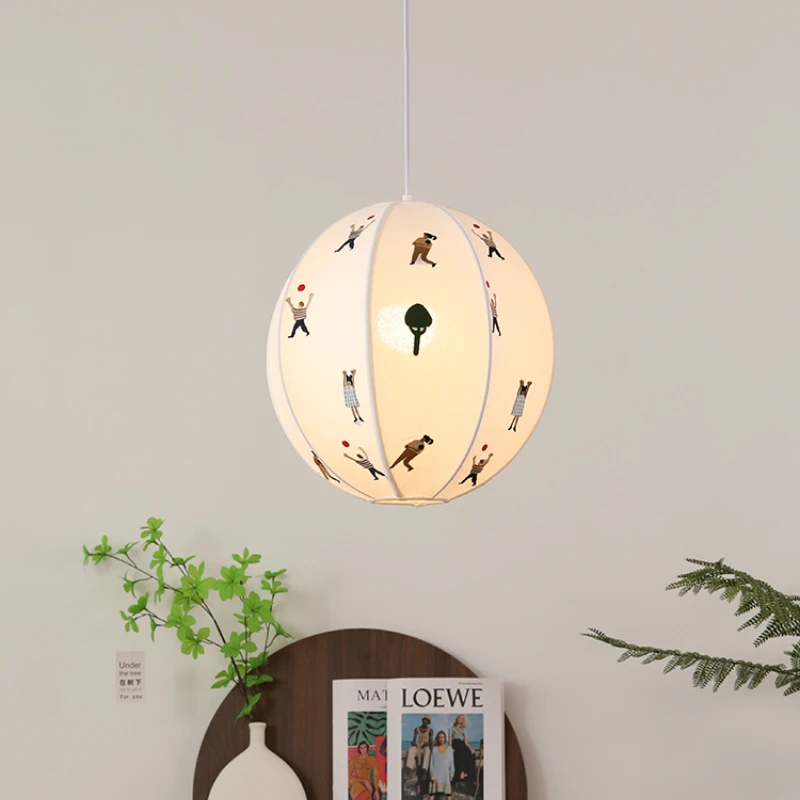 

Middle Ancient Style Fabric Embroidery Children's Room Pendant Light Creative Study Bedroom Lighting E27 Restaurant Droplight