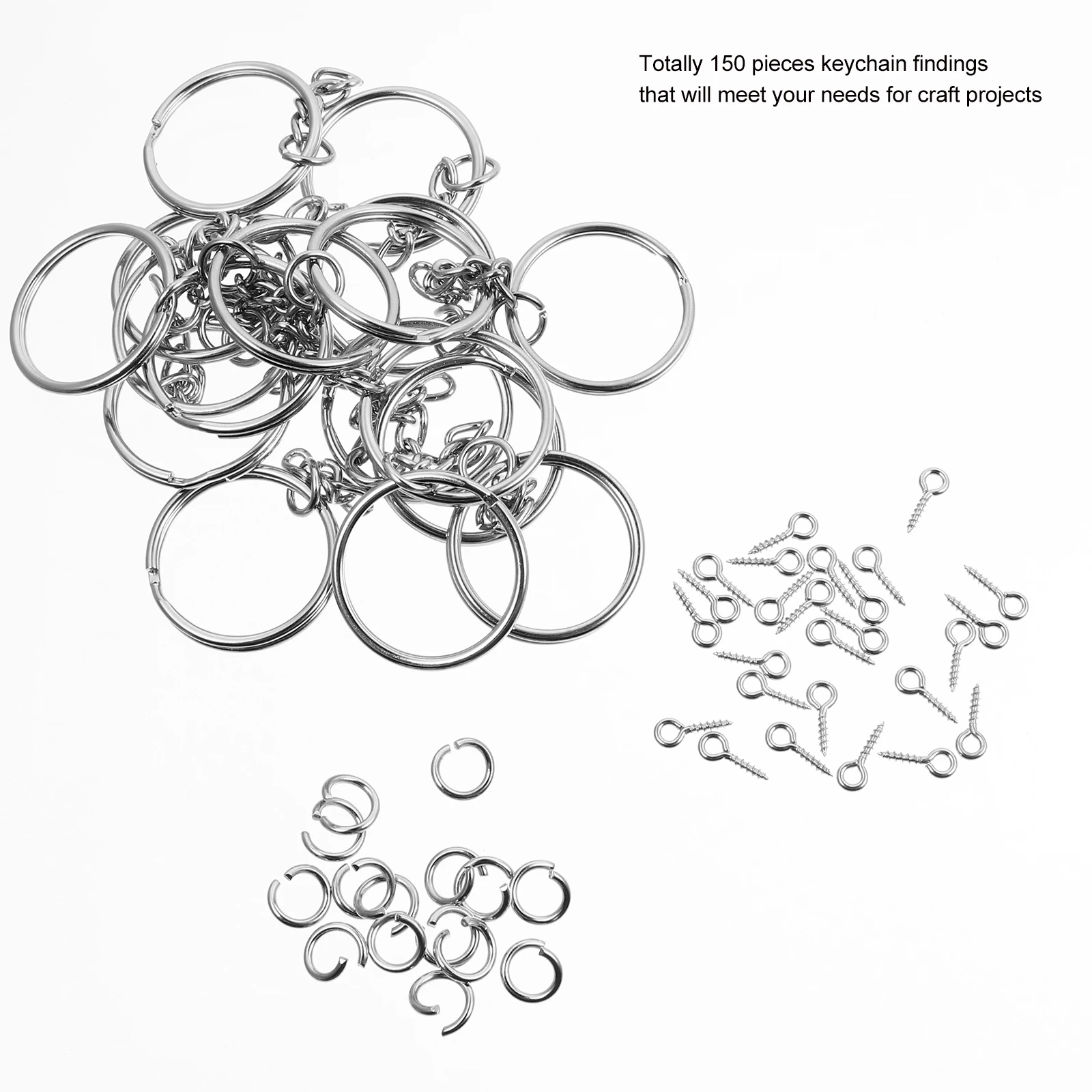 

150pcs Keychain Rings Set Diy Keyrings Iron Connectors For Keychain Making Jewelry Pendant Accessories Storage Box Included Open
