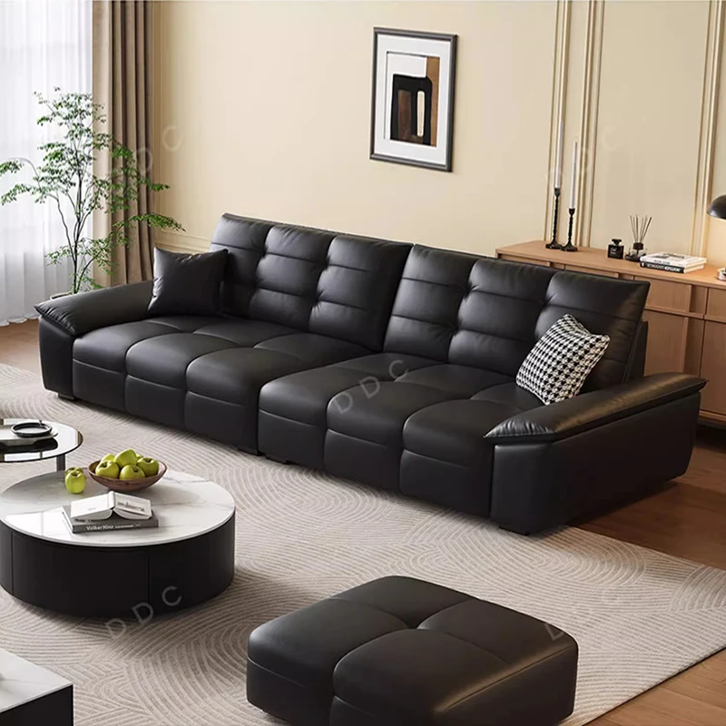 

Square Simple Couches Unique Black Comfortable Italian Modern Puffs Sofa Leather Solid Wood Divano Letto Living Room Furniture