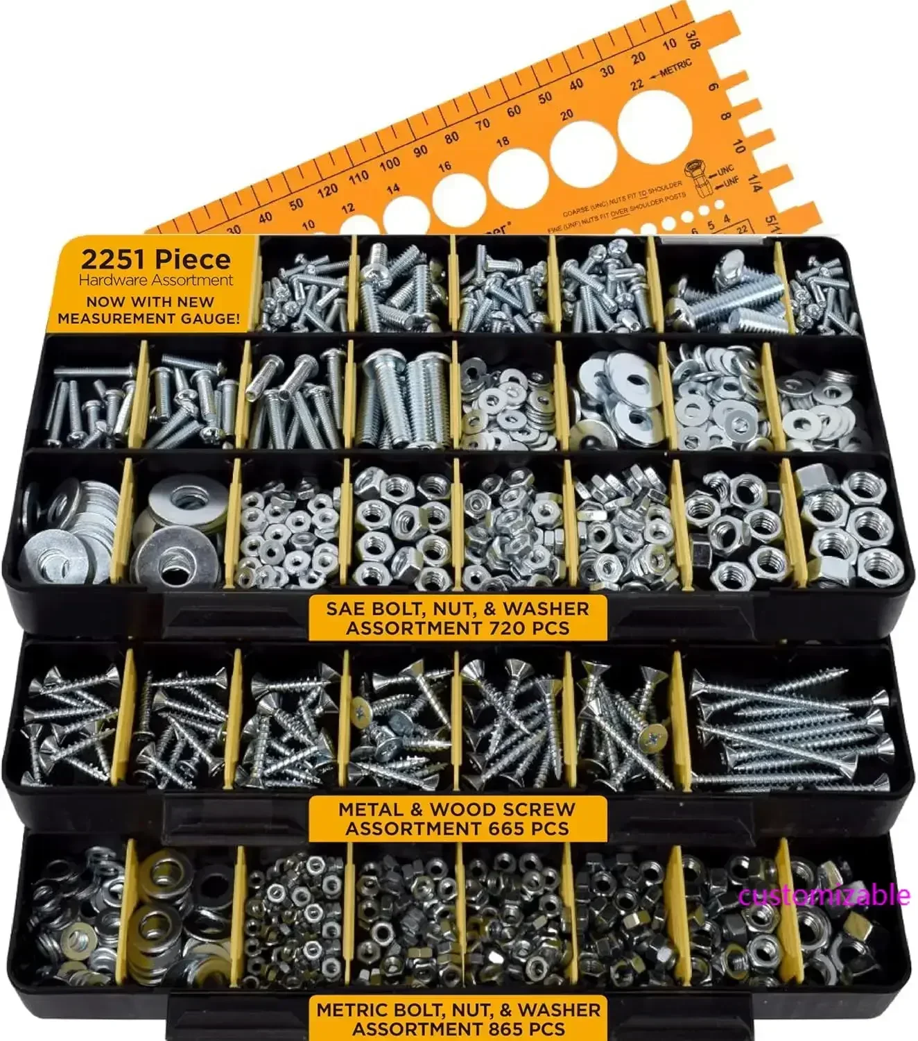 

2251 Piece Hardware Assortment Kit with Screws Nuts Bolts & Washers 3 Trays