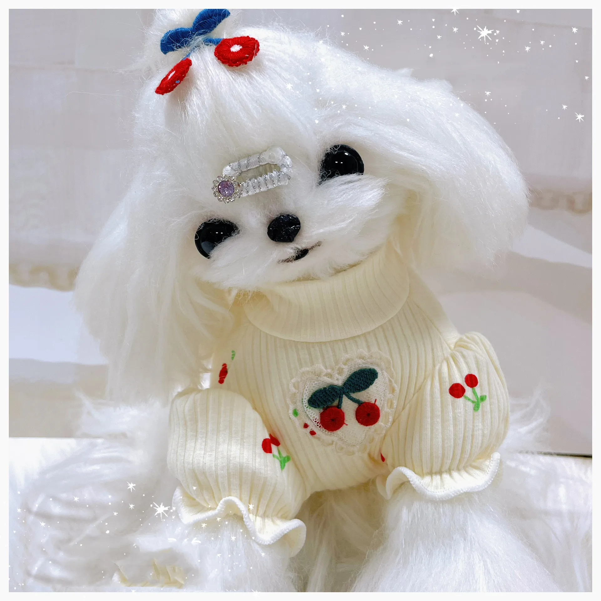 Super Cute Cherry Decoration Stretchy Comfortable Dog Clothes Sweet Pet T-Shirt