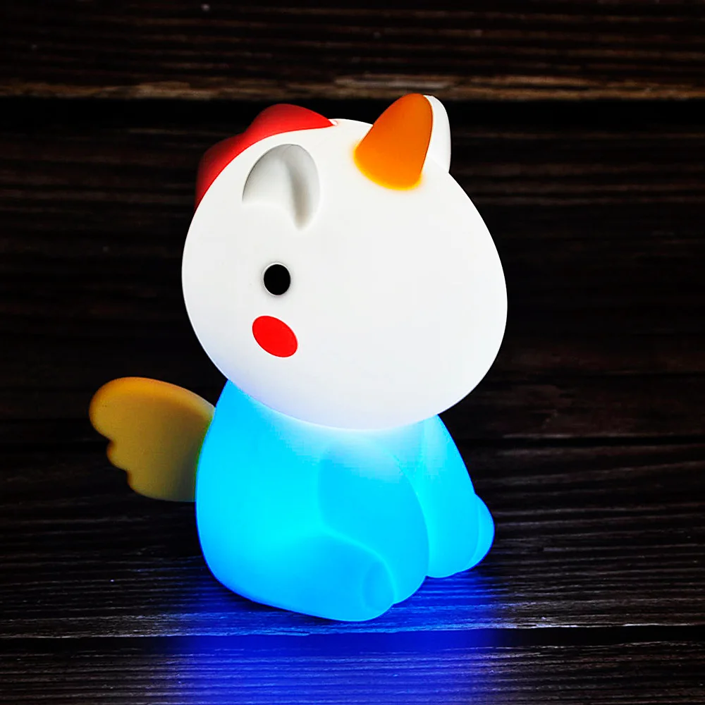 Cartoon Unicorn Silicone Light LED NightLight, Colorful Atmosphere Lamp for Kids, Bedroom Bedside Decor, Holiday Gifts