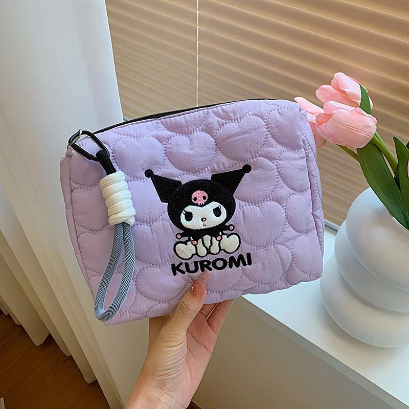 Miniso Sanrio Милая мультяшная сумка для хранения Hello Kitty Melody большая емкость ручная косметичка Kuromi Милая портативная косметичка