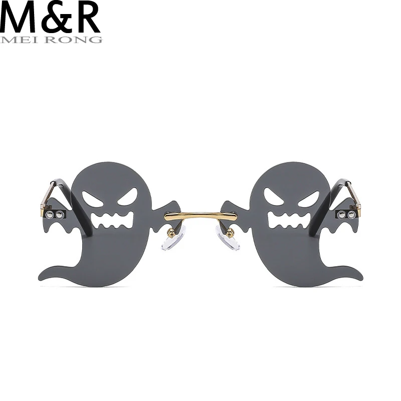 

Funny Devil Sunglasses Men's Women's Ghost Glasses Rimless Design Sunglasses Party Decoration Frame UV400 Halloween Eyewear