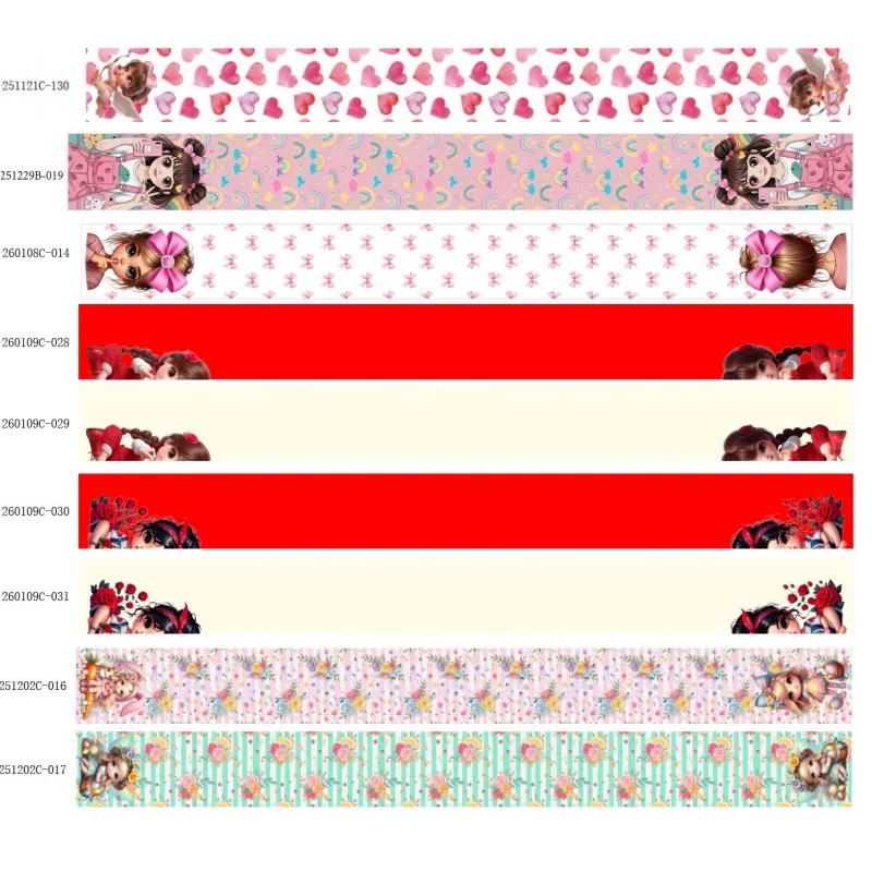

50yards Cartoon Heat Transfer Pinted Grosgrain Ribbons Girl Pattern for Hairbows Crafts Material Handmade Decoration Accessories