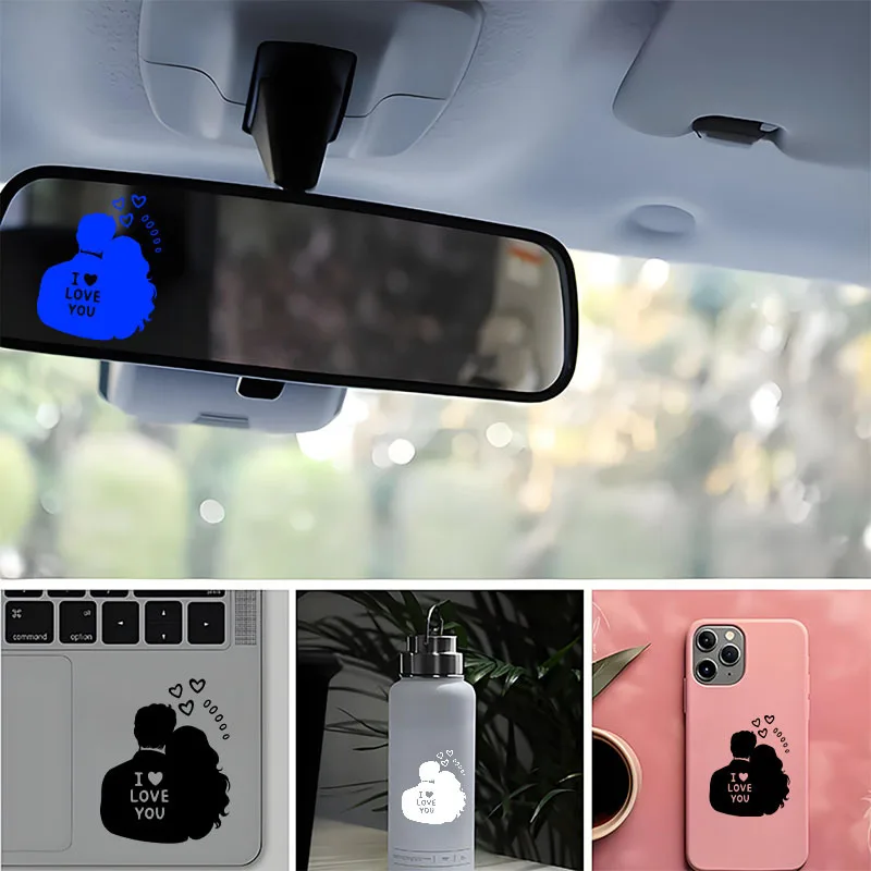 

2D плоские наклейки с романтической парой, виниловые наклейки, подходят для окон, дверей, мотоциклов, велосипедов, матовая поверхность