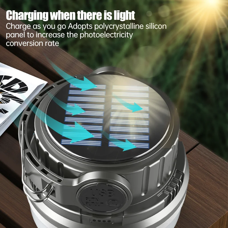 Outdoor Solar Light LED Solar Powerful Rechargeable Camping Lamp Light Built-in Battery Emergency Lamp Waterproof Tent Light