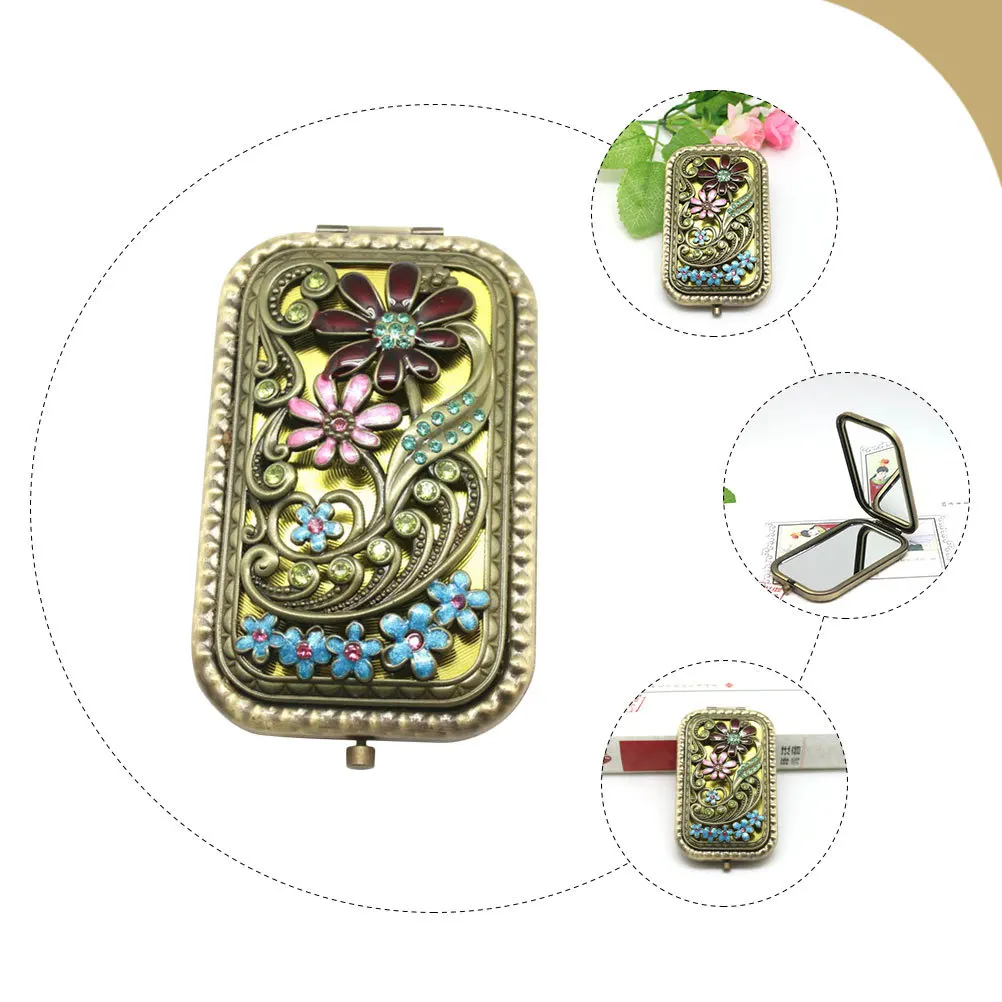 

Portable Two-Sided Makeup Mirror Foldable Compact Metal Mini Travel Mirror Gift for Women Girls Metal Compact Mirrors