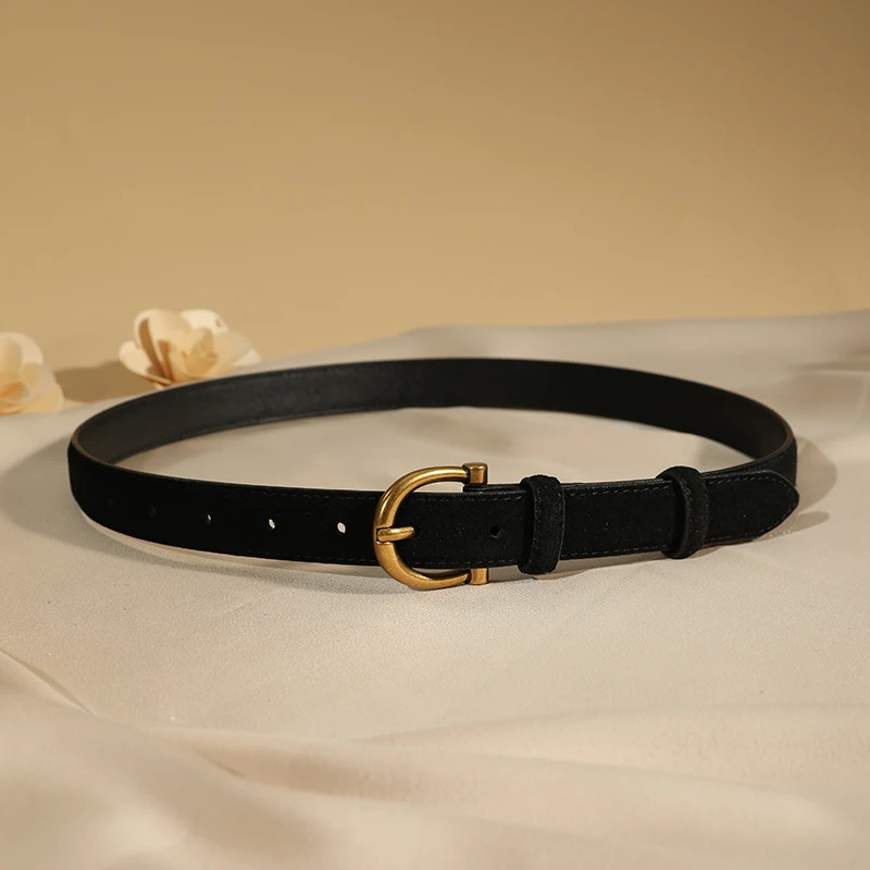 Luxury suede belt for women Stylish Leather belt Gold pin buckle Cow Leather Branded belt Clothing accessories women belt