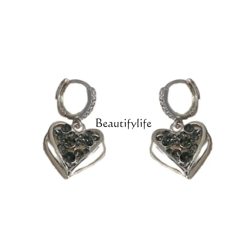 

Diamond Love Heart Earrings Special Interest Light Luxury Graceful and Fashionable Ear Clip Unique Design Earrings