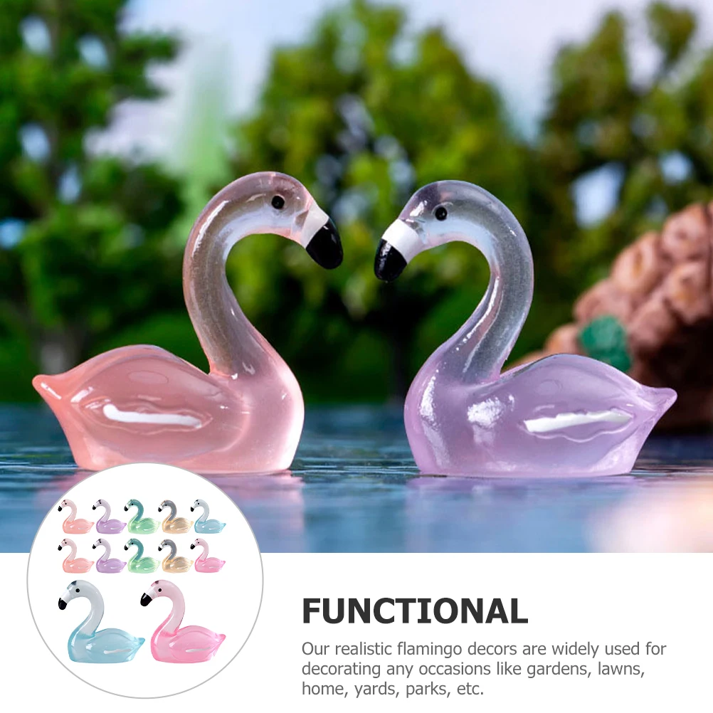 

30 Pcs Luminous Flamingo Ornaments Decorations Home Plastic Resin Figurine Pink