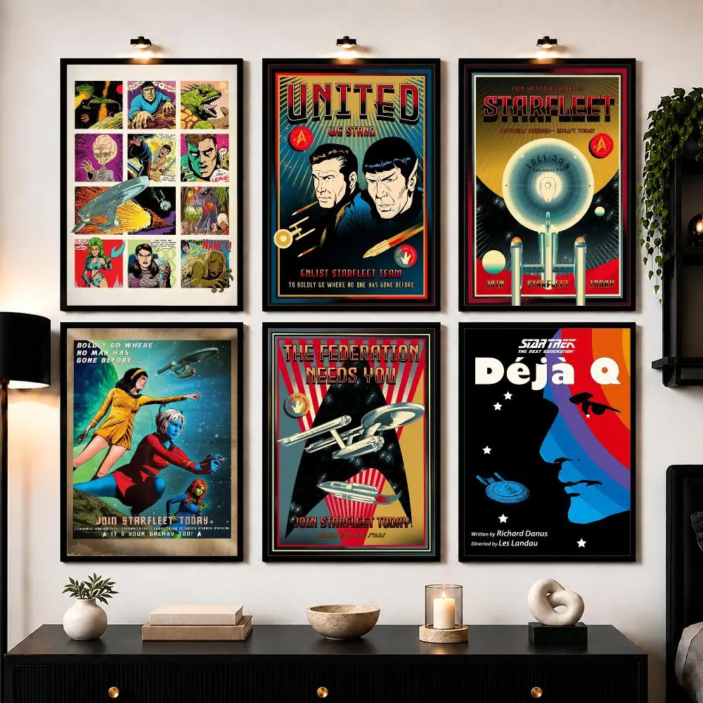 S-Star Trek Vintage Poster Wall Art Sticker For Living Room Bedroom Bar Home Decor Mural Painting Decoration