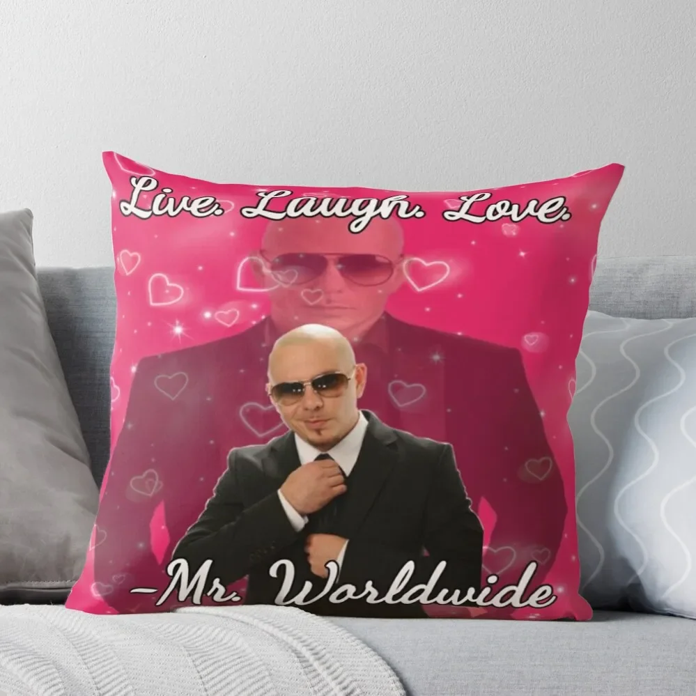 

mr worldwide live. laugh. love. Throw Pillow Decorative Pillow Covers For Sofa Couch Pillows christmas pillow case