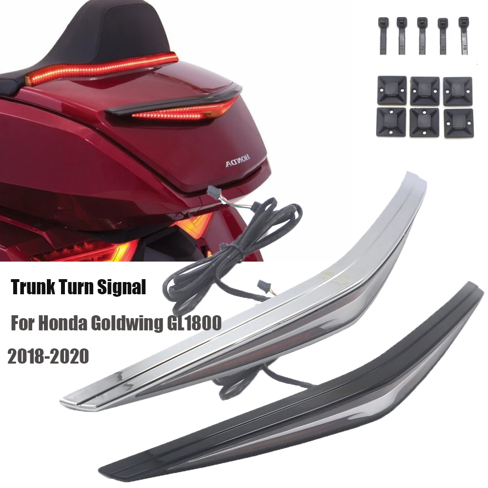 

Motorcycle ABS Trunk Spoiler LED Red Rear Brake Light Turn Signal For Honda Goldwing GL1800 2018-2020