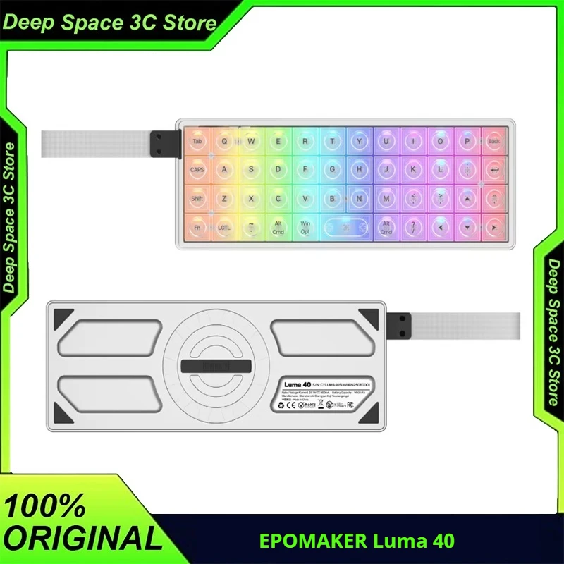 

EPOMAKER Luma40 QMK/VIA Механическая клавиатура 40% ортодонная раскладка Проводная Bluetooth 2,4 ГГц Беспроводная металлическая клавиатура с ЧПУ на лотке