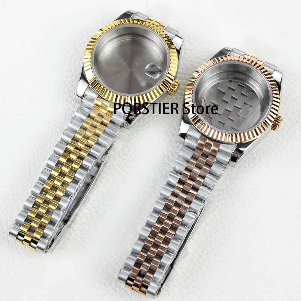 36mm/39mm rose gold watch case Jubilee strap Sapphire glass stainless steel fit NH35 NH36 movement 28.5mm dial datejust case