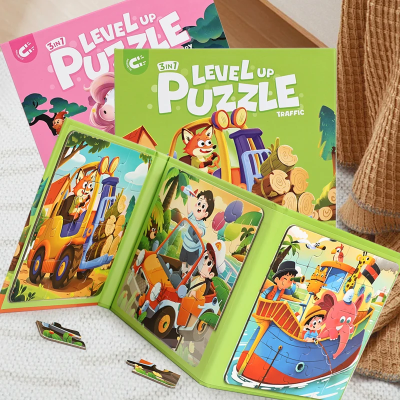 12/16/20 Buah Puzzle Jigsaw Magnetik Lipat Anak-anak Mainan DIY Puzzle Kartun Perjalanan Portabel Hadiah Mainan Puzzle Menarik untuk Anak-anak