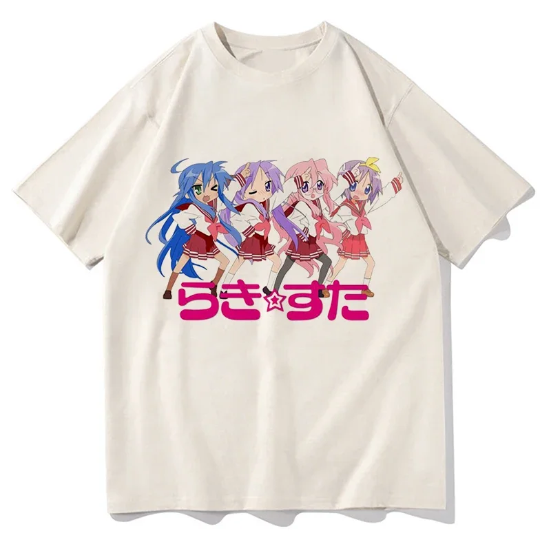 

Футболка унисекс с рисунком аниме Lucky Star Konata, винтажная тенниска с принтом манги для мужчин и женщин, хлопковая майка оверсайз