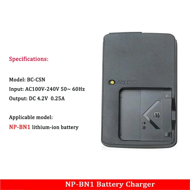 ABGI Battery for Sony NP-BN1 BC-CSN for T99 T110 QX10 QX30 QX100 W510 W515 W630 WX7 WX30 Cameras US Plug Travel