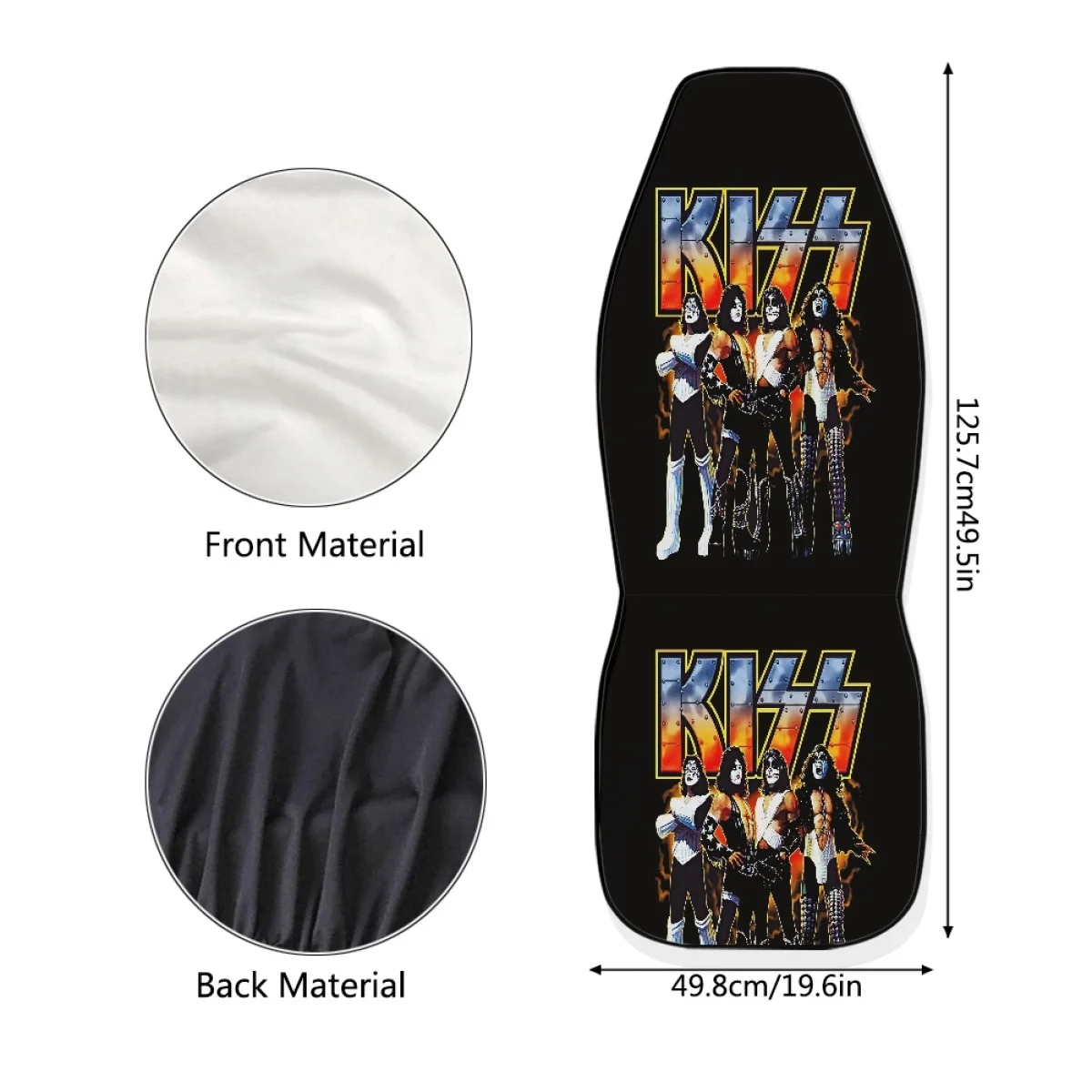 Car Front Seat Cover Set Rock Band Singer Kiss Brand Design Easy Installation Washable Cushion Interior Spare Parts Custom Image