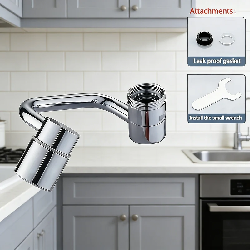 1080° Swivel Tap Extender Universal Dual Spray Modes Rustproof Faucet Bubbler Splashproof Adapter For Bathroom Sink