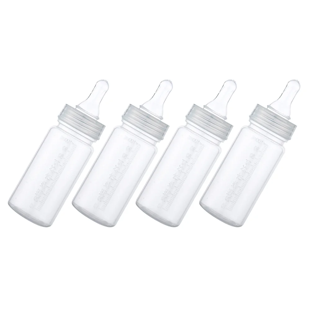 4 Pcs Feeding Bottle Lightweight Baby Transparent Plastic Newborn Milk Leak-proof Bottles 0-3 Months Pp Comfortable