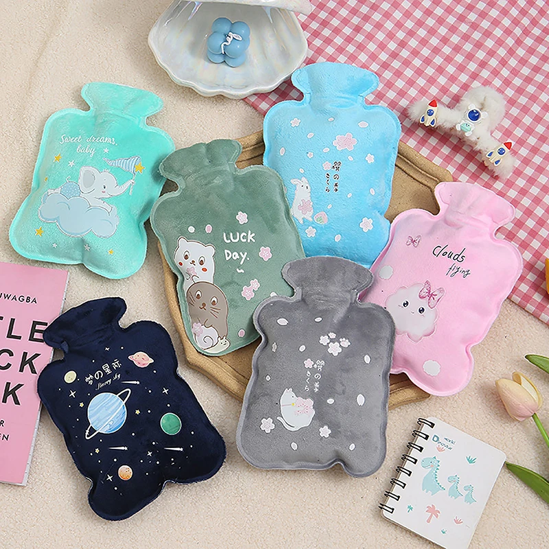 1PC Cartoon Plush Cloth Hot Water Bag Portable Water-filling Hot Water Bottle Hand Warmer Hand Feet Hot Water Bottle Bags PVC