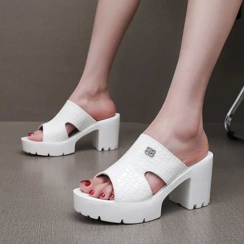 

Summer Wedges Heeled Slippers Ladies Shoes for Women Sandals 2025 Peep Toe Outside Women's Slipper Female Platform Sandal 33-43