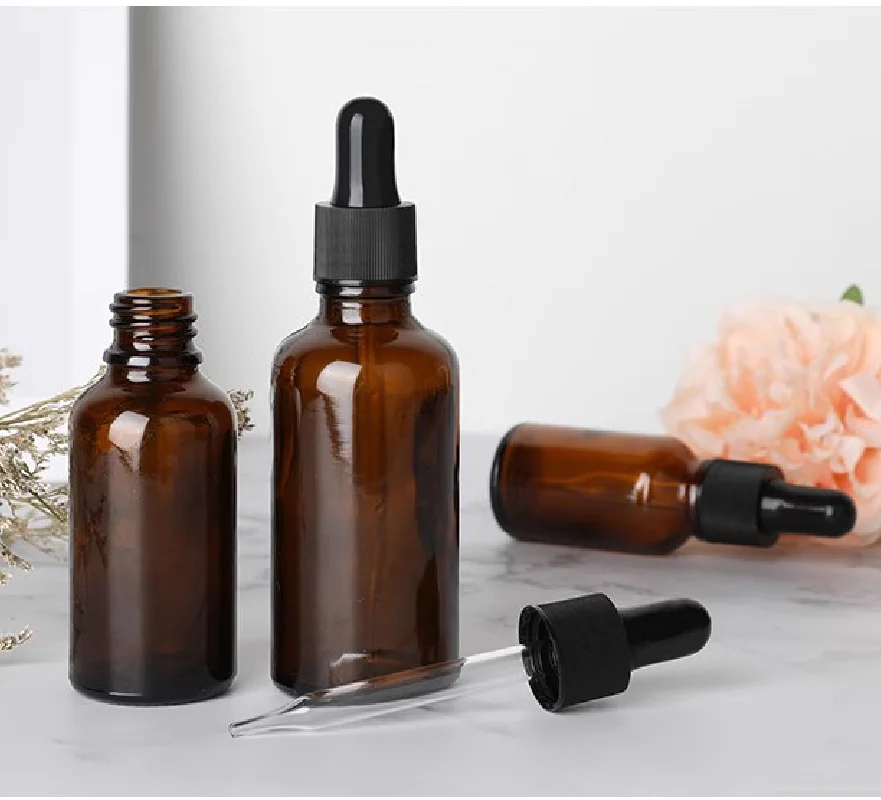 Empty Dropper Bottle Amber essential oil Glass Aromatherapy Liquid Brown 5-50ml Drop for massage Pipette Bottles Refillable