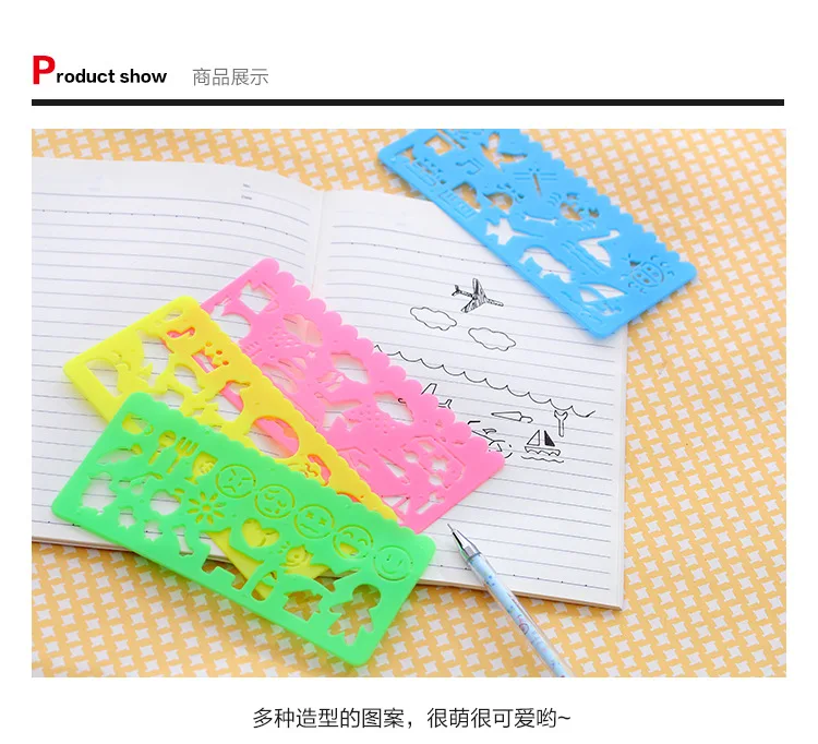 12/60 Pcs Wholesale Cartoon Children's Quick Drawing Ruler Drawing Template Ruler Stationery Wholesale Student Learning Supplies