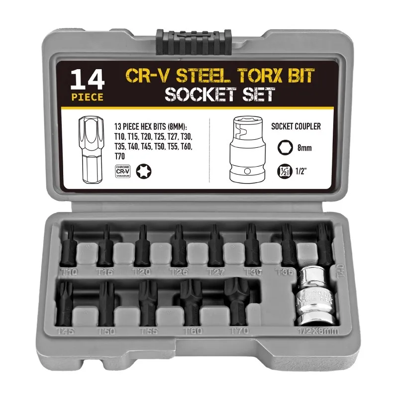 

Hi-Spec 14PC Hand Tool Sets Car Repair Tool Kit CR-V Steel Tools Bit 1/4-inch Socket Wrench Set Socket Ratchet Screwdriver Bits