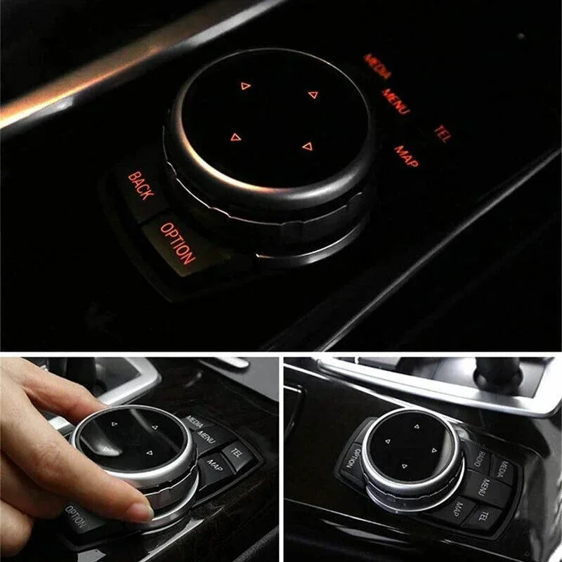 For BMW 1 2 3 4 5 6 7 Series X1 X5 X6 F20 F30 F10 F07 E60 E90 E70 IDrive Car Multimedia Big Knob Covers Button Trim Control