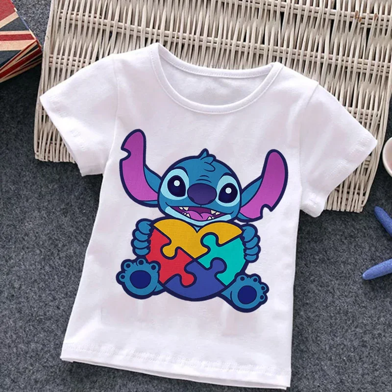 autism Kids Boy T-shirt Girls cartoon puzzle Tops Cute Baby Cotton Summer Clothes Toddler Dinosaur T Shirts Children Costume