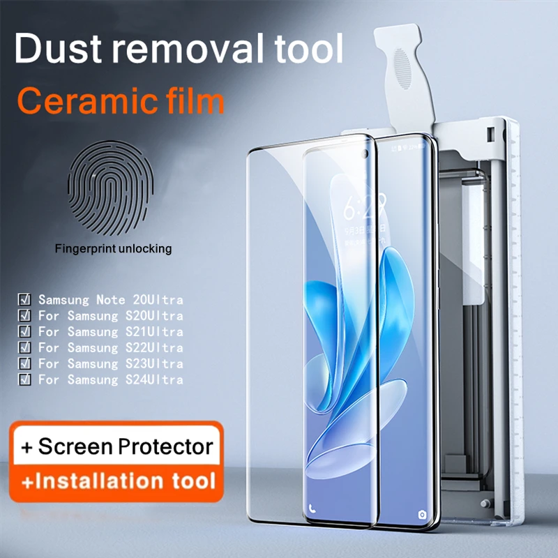 

2 Film +1 Tool - Ceramic film Screen Protector For Samsung S24 S23 S22 S21 S20 Ultra Galaxy Note 20Ultra Film-Installation tool