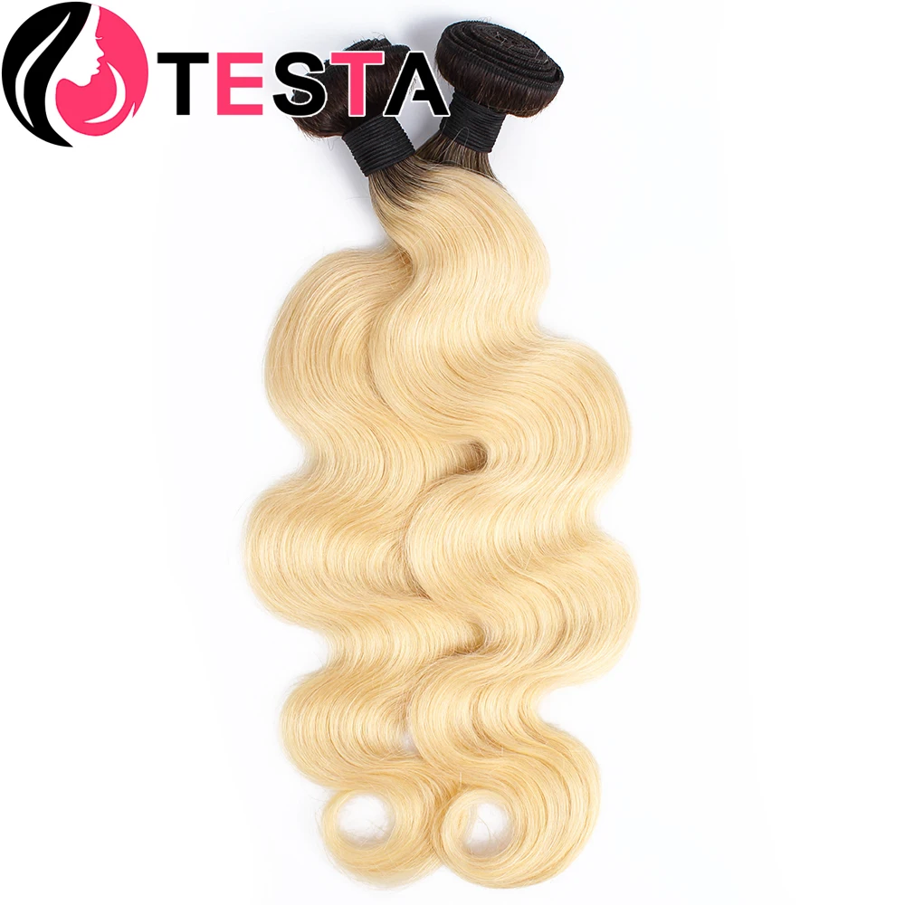 1B613 Honey Blonde With Dark Root Bundles Brazilian Remy Human Hair Bundle 1Pcs/Lot Hair Weaving Tone Dark Roots Platinum 613