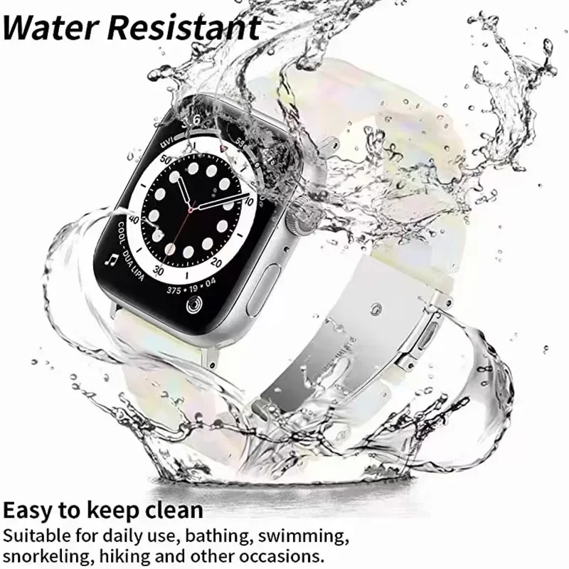 Cinturino in resina colorata alla moda per cinturino iwatch Series 7 SE 6 5 4 per cinturino Apple Watch 41mm 45mm 42mm 44mm 38mm 40mm