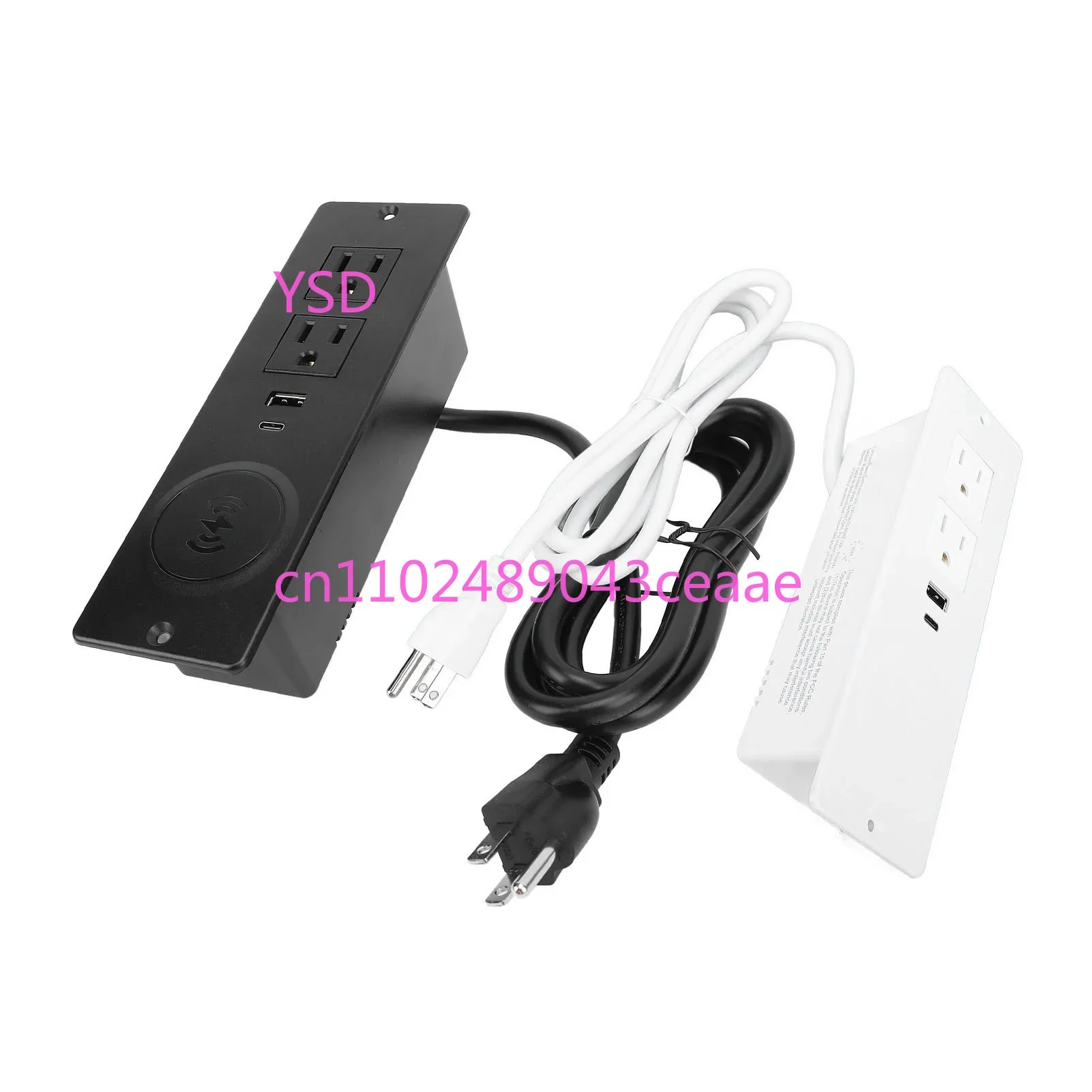 

Recessed Power Strip with Embedded Outlet 2 AC Ports PD 20W USB C 18W USB A 15W Wireless 1.5m Cable 15A