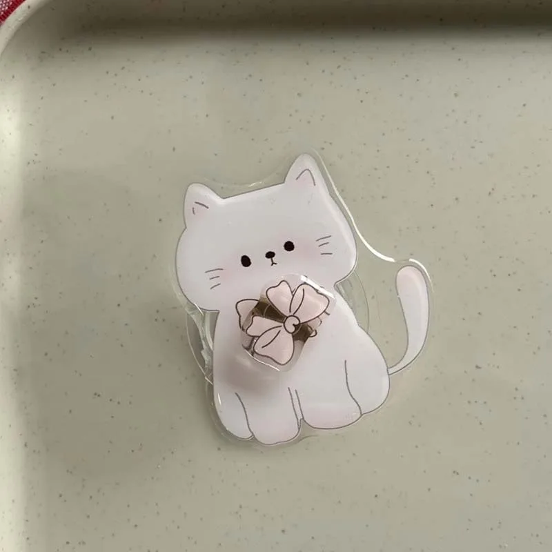 Immagine 6: Supporto per telefono in acrilico telescopico girevole con fiocco a forma di gatto cartone animato coreano, accessorio decorativo carino per iPhone e Android
