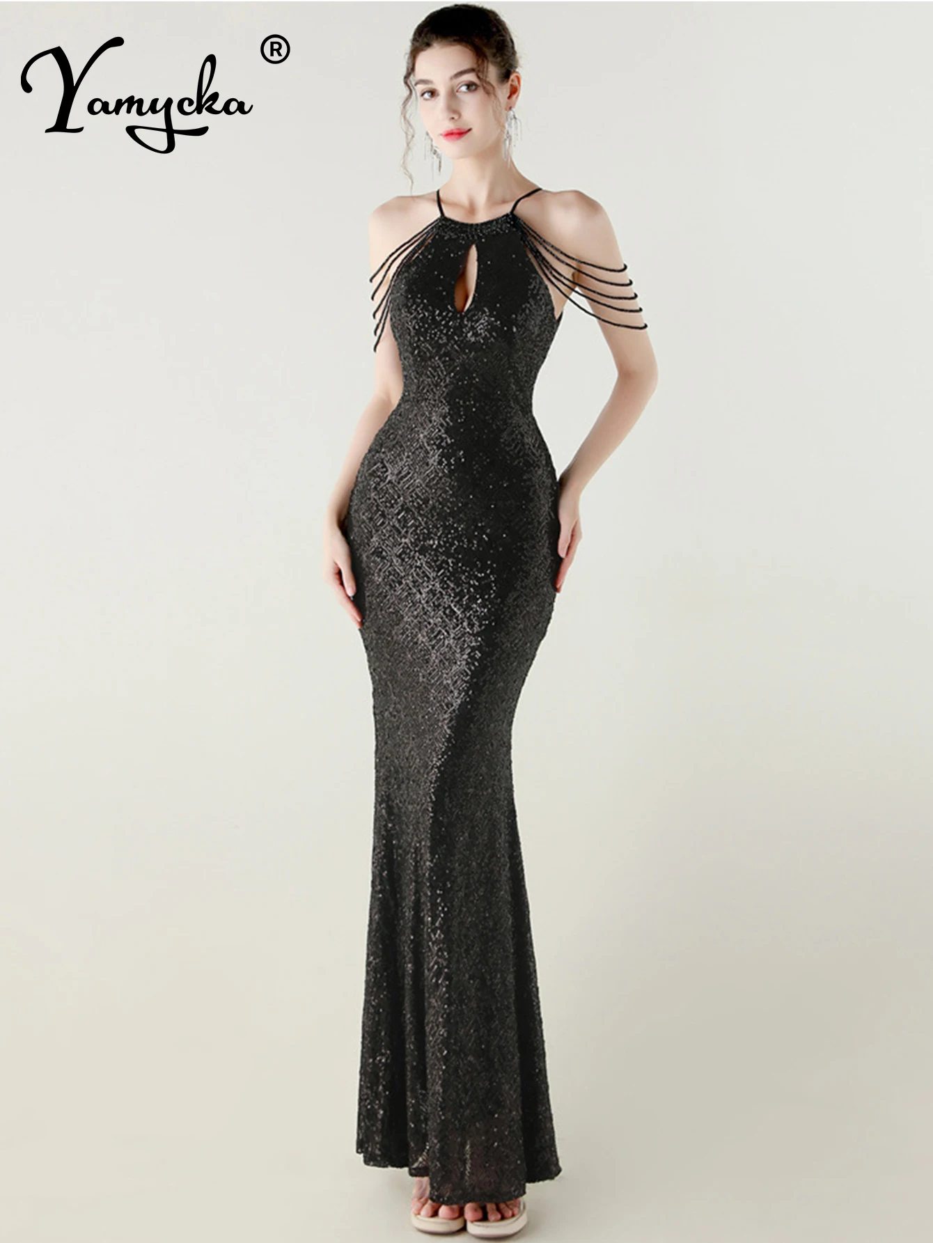 Sexy black white maxi sequin summer dress women elegant luxury prom party long dresses 2025 woman wedding evening dress vestidos