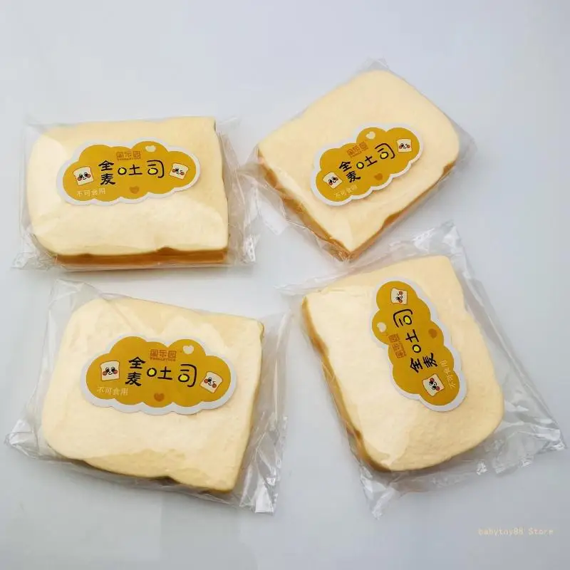 Y4UD Simulation TPR Bread Toast Help People Relieve Stress Pinch Toy