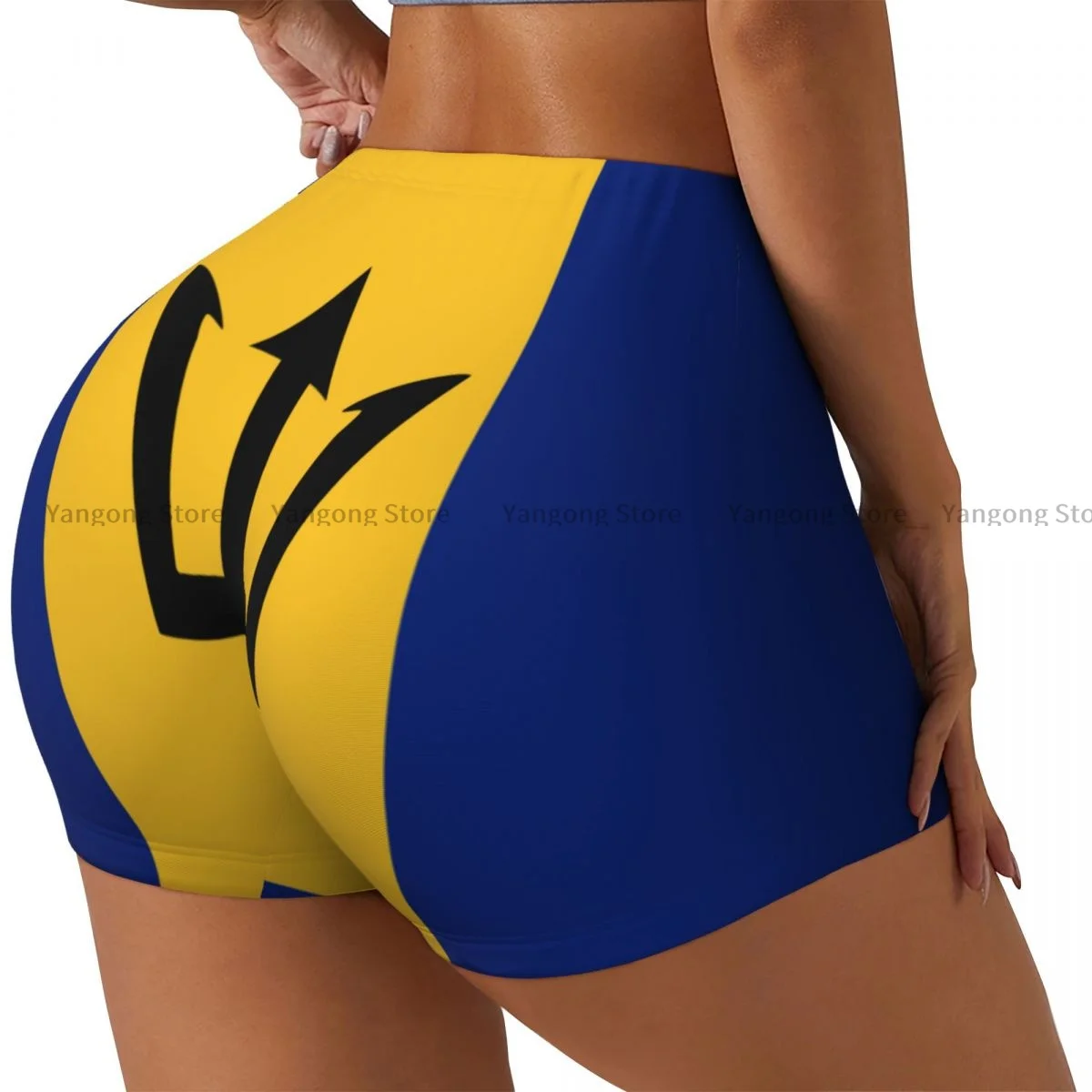 Push Up Short Elasticity Scrunch Butt Barbados Flag Running Shorts Sports Shorts Womens Clothes Gym