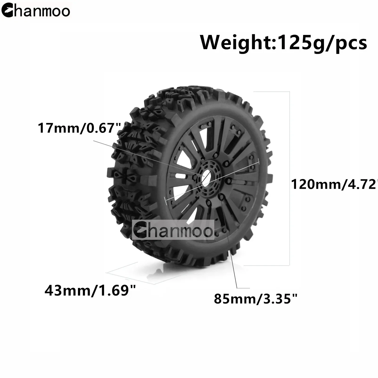 1/8 Off-road Car Tires Buggy Wheels Tyres With 17mm Hex for 1:8 RC Car KYOSHO HPI LOSI HSP GT2 Hobao Redcat Axial Traxxas Vkar