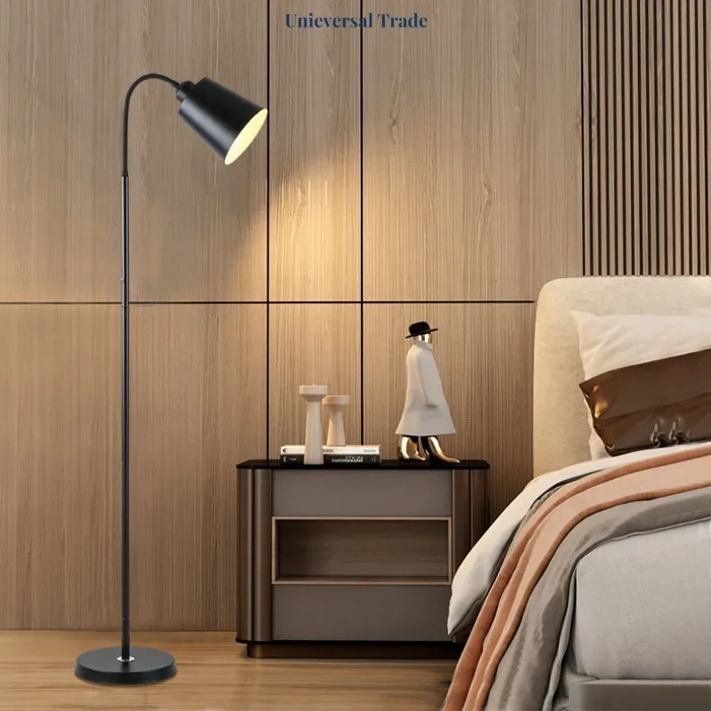 

Wrought Iron Floor Lamp Living Room Bedroom Creative Bedside Lamp Modern Minimalist Study LED Vertical Floor Lamp